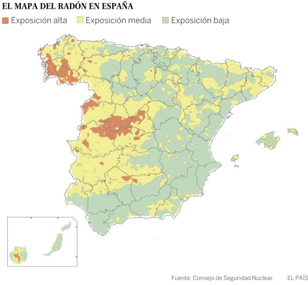map presencia gas radon comunidad madrid