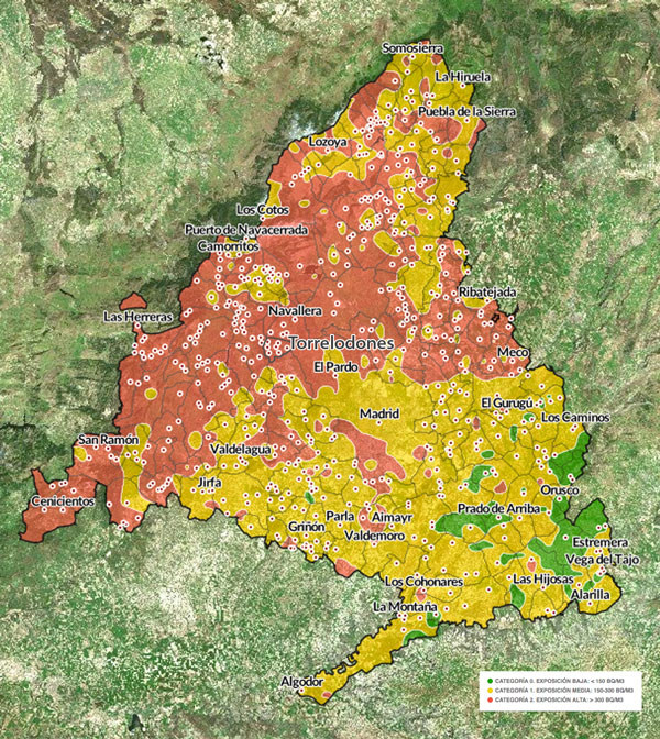 mapa gas radon comunidad de madrid