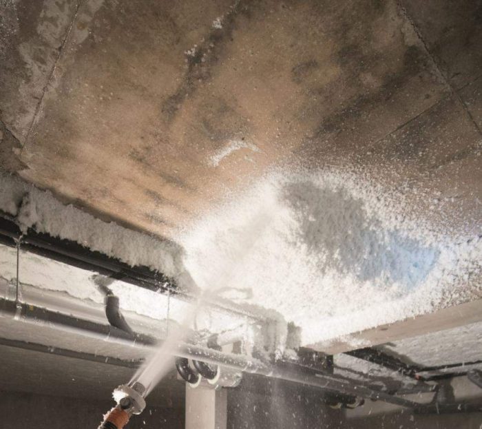 Lana mineral proyectada Protec Thermique